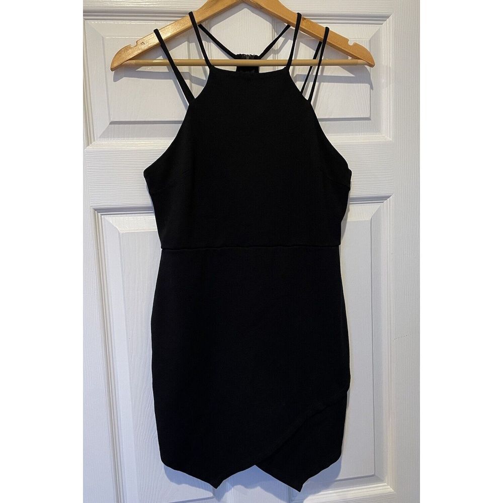 Windsor Women's Asymmetrical Strappy Black Dress Short Size L